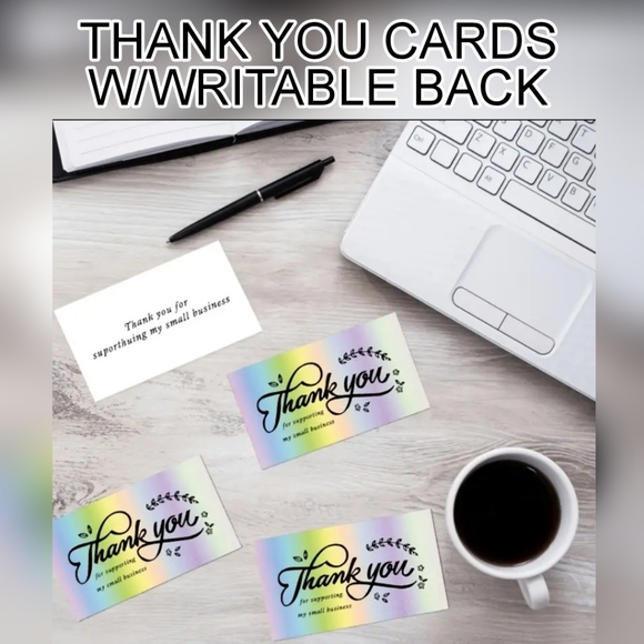 100pk DELIGHT YOUR CUSTOMERS W/ COLORFUL HOLOGRAPHIC THANK YOU CARDS & LABELS - Picture 8 of 12